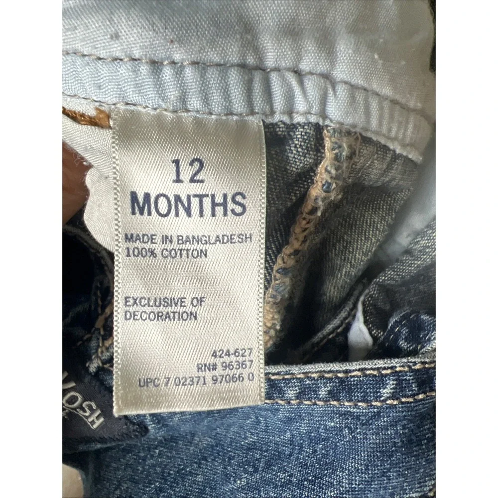 Oshkosh B'gosh Vestback Overalls Size 12 Months Vintage Clover Buttons Carpenter